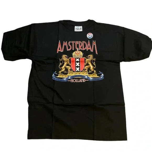 NWT Vintage Amsterdam Holland Germany Souvenir Black T-Shirt sz XL - Picture 1 of 3